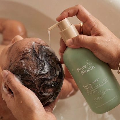 Bare & Bloom Baby Shampoo & Wash in use