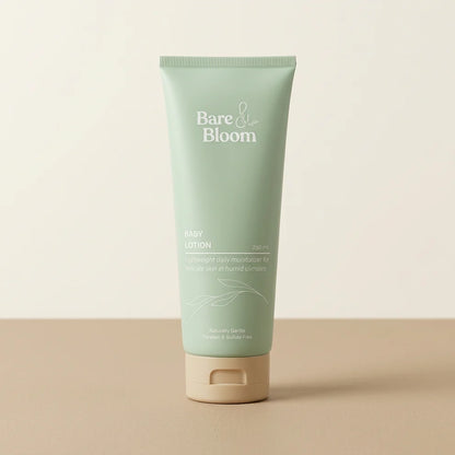 Bare & Bloom Baby Lotion tube – clean, science-led moisturiser for babies