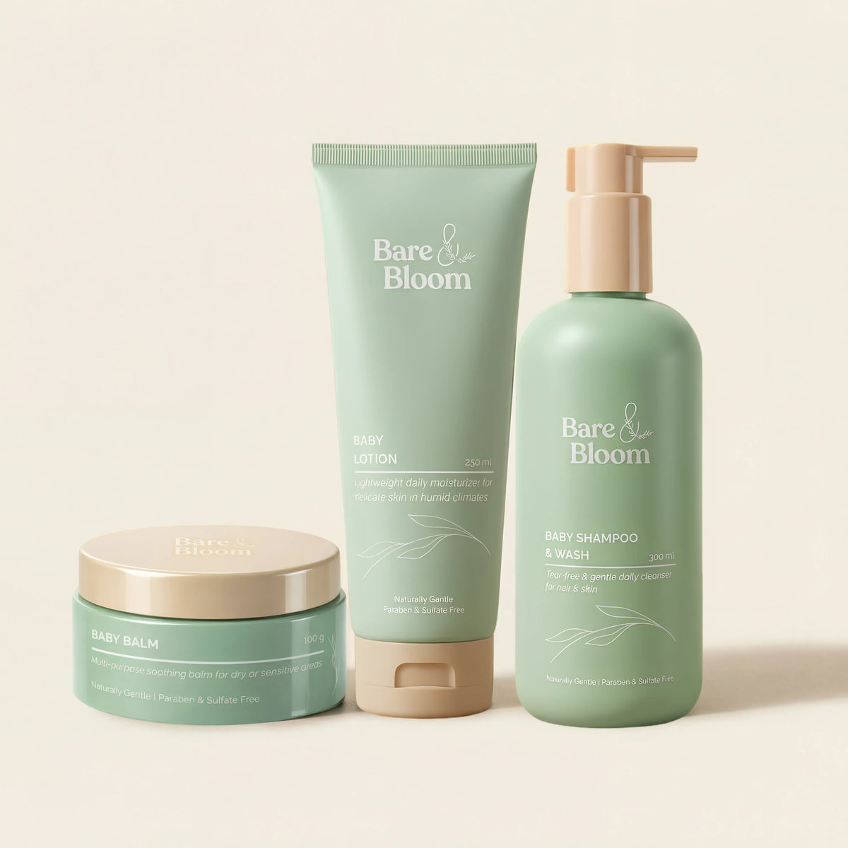 Complete Baby Care Set (Shampoo/Wash, Lotion & Balm)